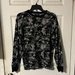 Polo by Ralph Lauren Kids Camo Long Sleeve Tee - Black and Gray